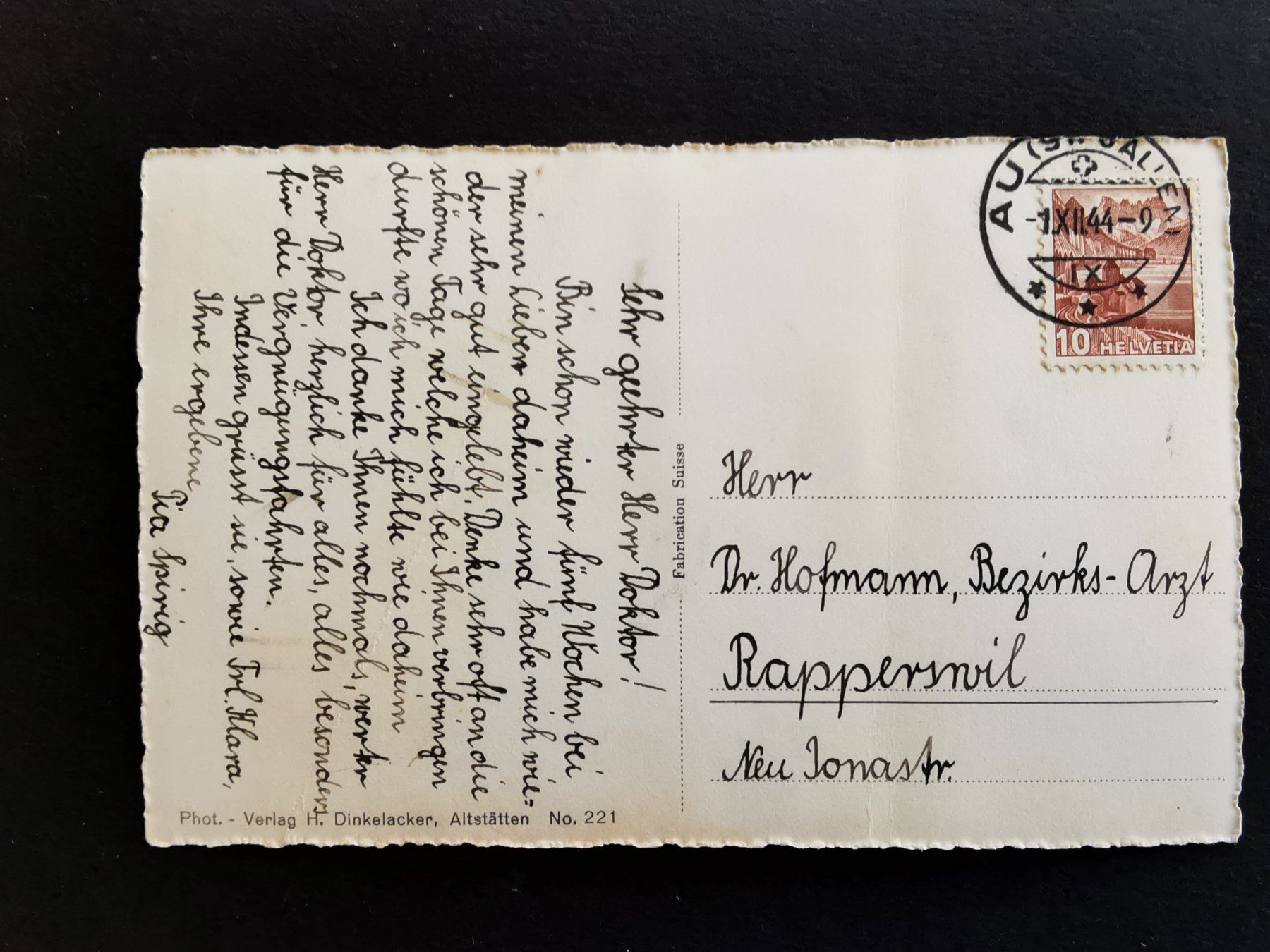 Ansichtskarten: Diepoldsau   Rheintal   Ansichtskarte   Oldtimer   1944 – Gebraucht aus Rheineck von kat_7gld 1