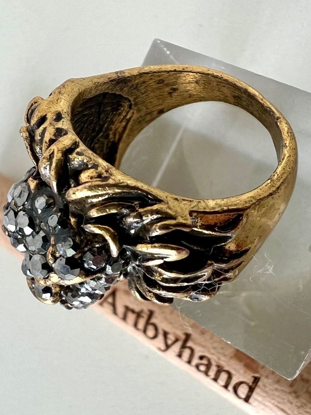 Ringe: Vintage Löwenring Markasiten Bronze Altmessing Statement G53 – Gebraucht aus Ruswil von artbyhand 1