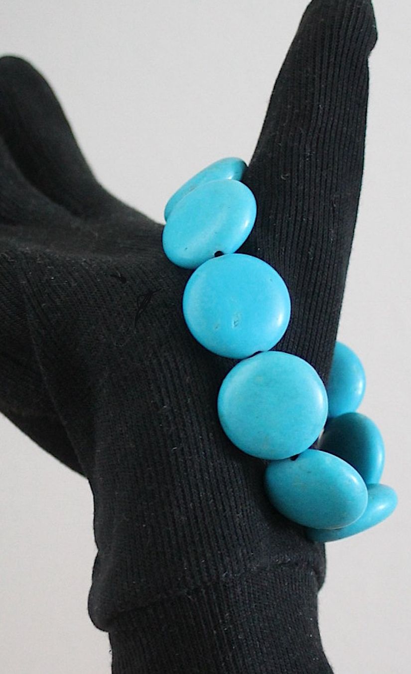 Bracciali & Braccialetti: Statement-Steinarmband in Türkis-Optik – Elastisch – Usato da Locarno venduto da madame-tus-sauds 1