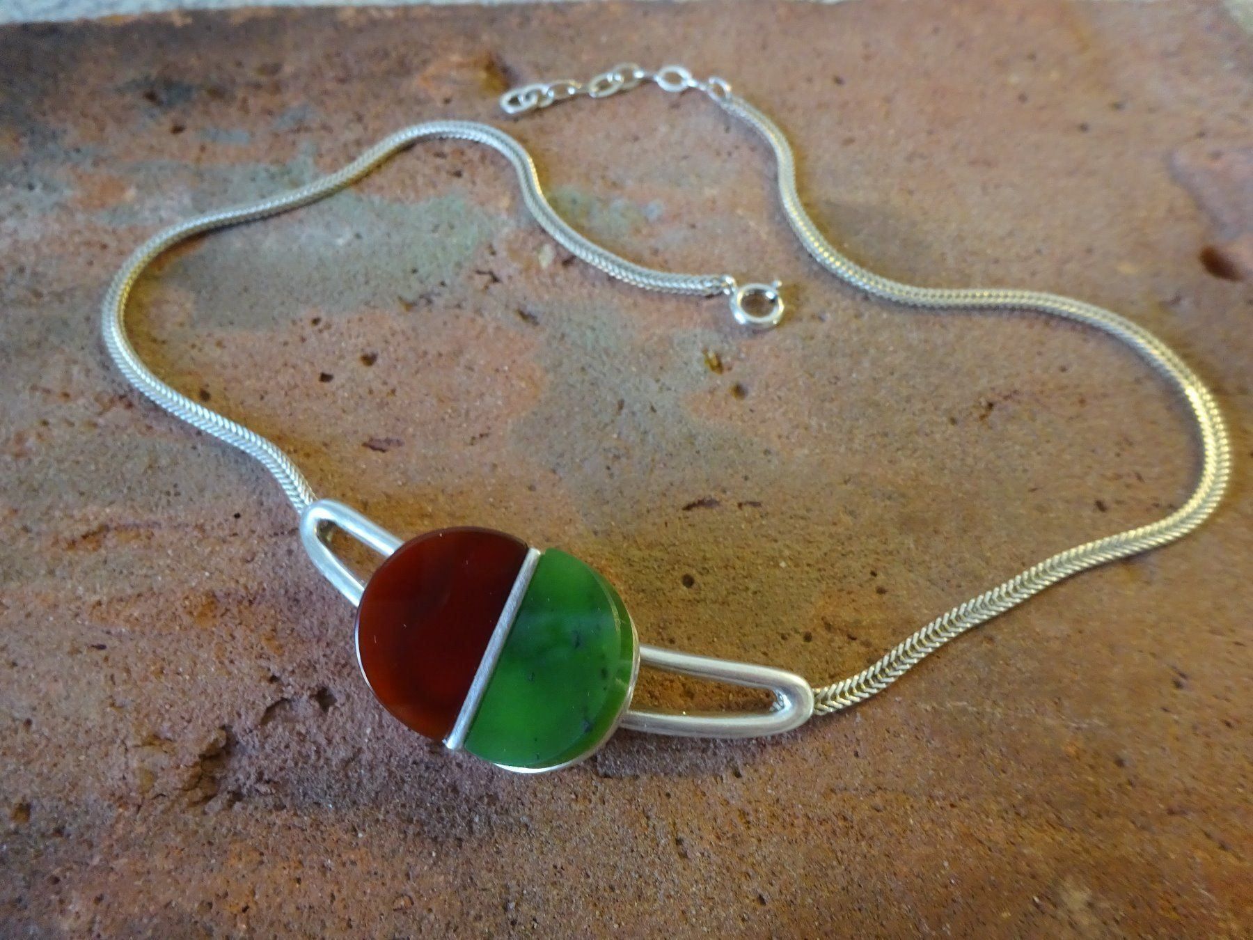 Catenine: Kette Jade Karneol / 925 Silber – Usato da Esslingen venduto da FetteSchnecke