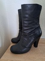 Damen Stiefel aus Echtleder schwarz mit Absatz Grösse 36