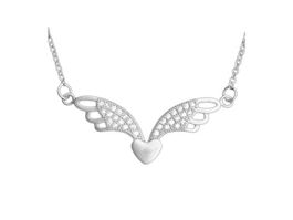 Collier 42cm Herz mit Flügeln Silber 925 mit Zirkonias