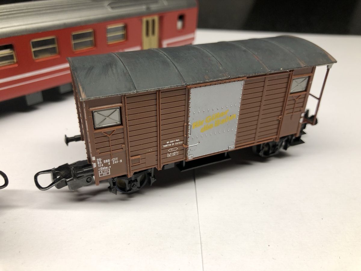 Lima Modellini di ferrovie: Lima 4er Set SBB Wagen Restaurant, Container/Güterwagen – Usato da Zweidlen venduto da Maerliharo_57 8