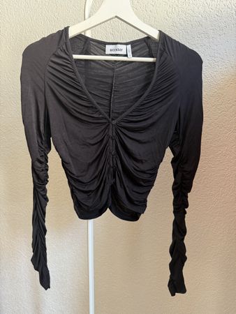 Cardigan noir froncé Weekday, t.36/S