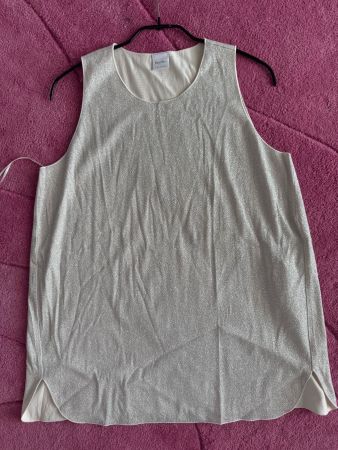 MAX MARA LEISURE Damen Top Shirt Lurex Weiss Silber XL NEU