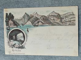 Litho PK / Gruss vom Vierwaldstättersee Gelaufen 1897