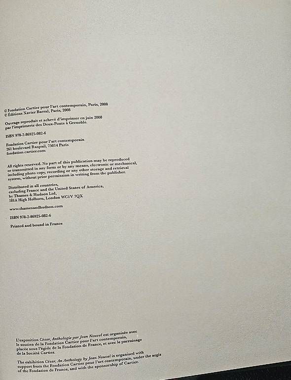 Libri: César Baldaccini Ausstellungskatalog Fondation Cartier – Usato da Zürich venduto da Nistiman 2