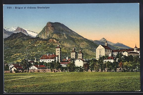 Cartoline postali: Brigue, Panorama et chateau Stockalper,  – Usato da Berlin venduto da bartko-reher