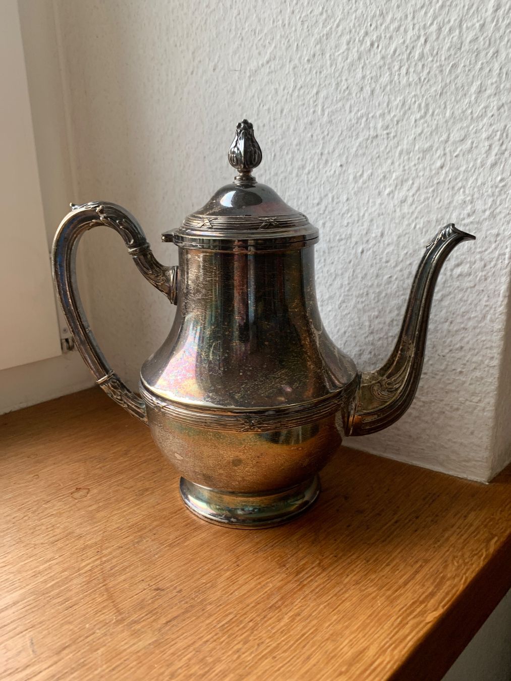 Teiere: Antike, versilberte Kaffeekanne Kreuzbandmuster – Usato da Richterswil venduto da Moii89 1
