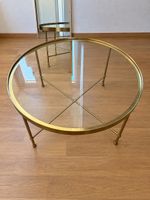 Couchtisch rund goldfarben mit Glasplatte guter Zustand