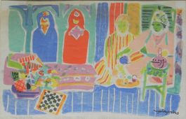 BEZOMBES Roger 1913-1994 Le thé au harem 1954