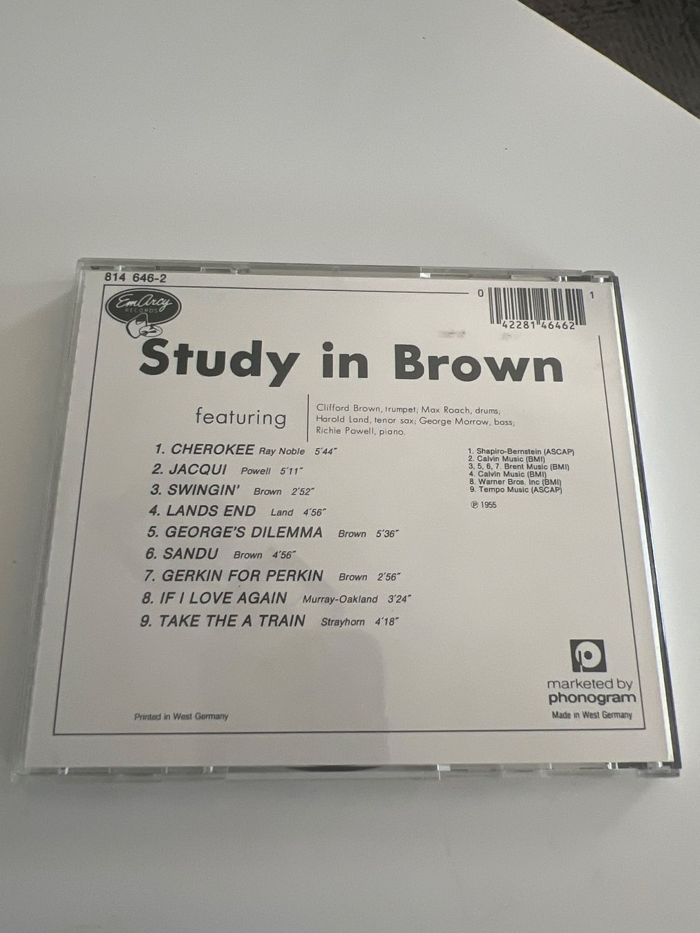 CDs: CD Clifford Brown and Max Roach « Study in Brown » – D'occasion à Bouveret par Feelgoodtrading 1