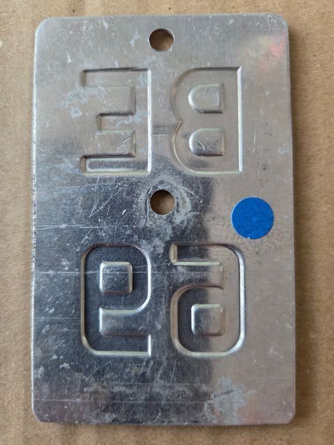Sachs Insegne: Velonummer BE 69 plaque Velo – Usato da Schenkon venduto da Uhu007 1