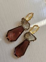 Zara Ohrringe Harzoptik, goldfarben, braun, graugrün