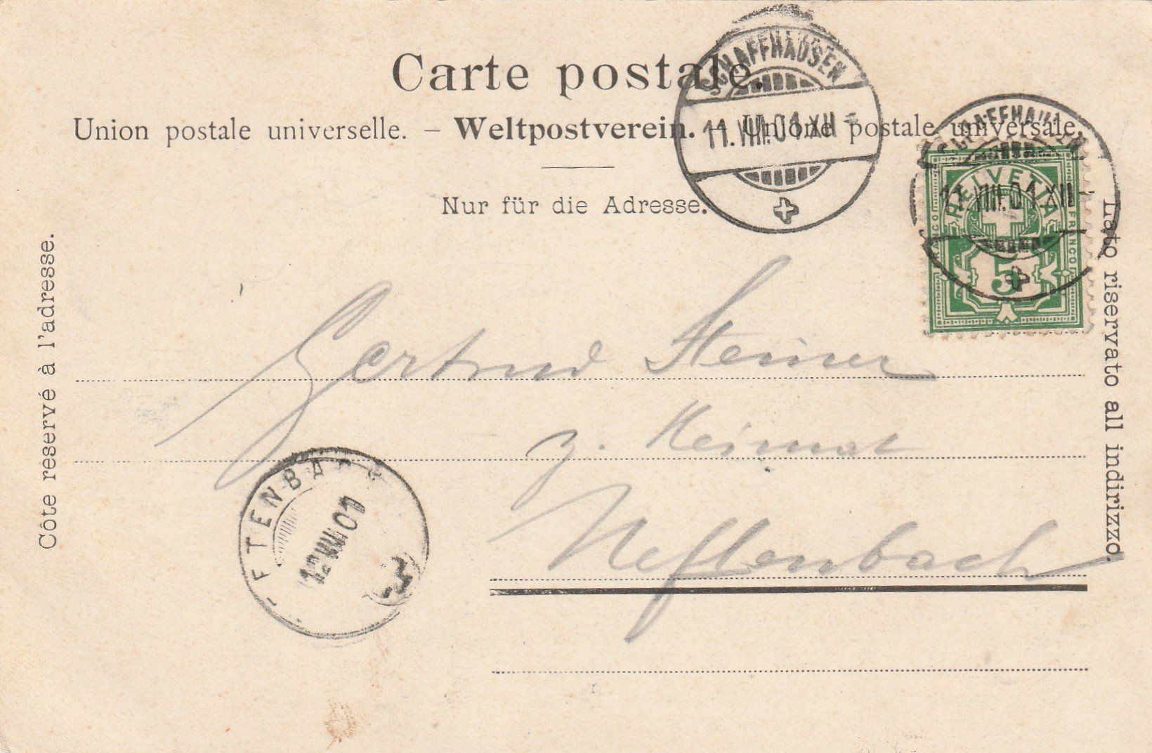 Cartoline postali: Schaffhausen Jahrhundert-Feier 1901 – Usato da Rorschacherberg venduto da fratovi2 1