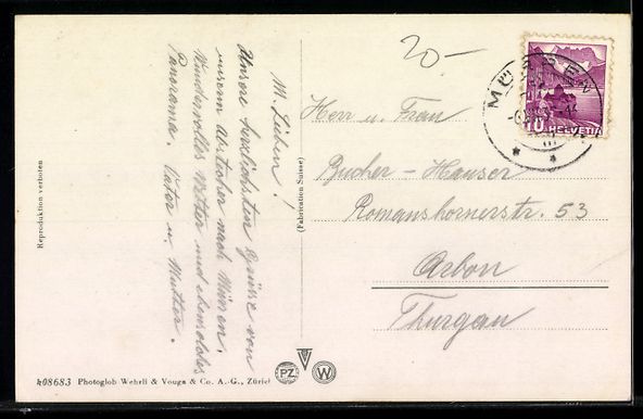 Cartoline postali: Mürren /Berner Oberland, Hotel, Pension – Usato da Berlin venduto da bartko-reher 1