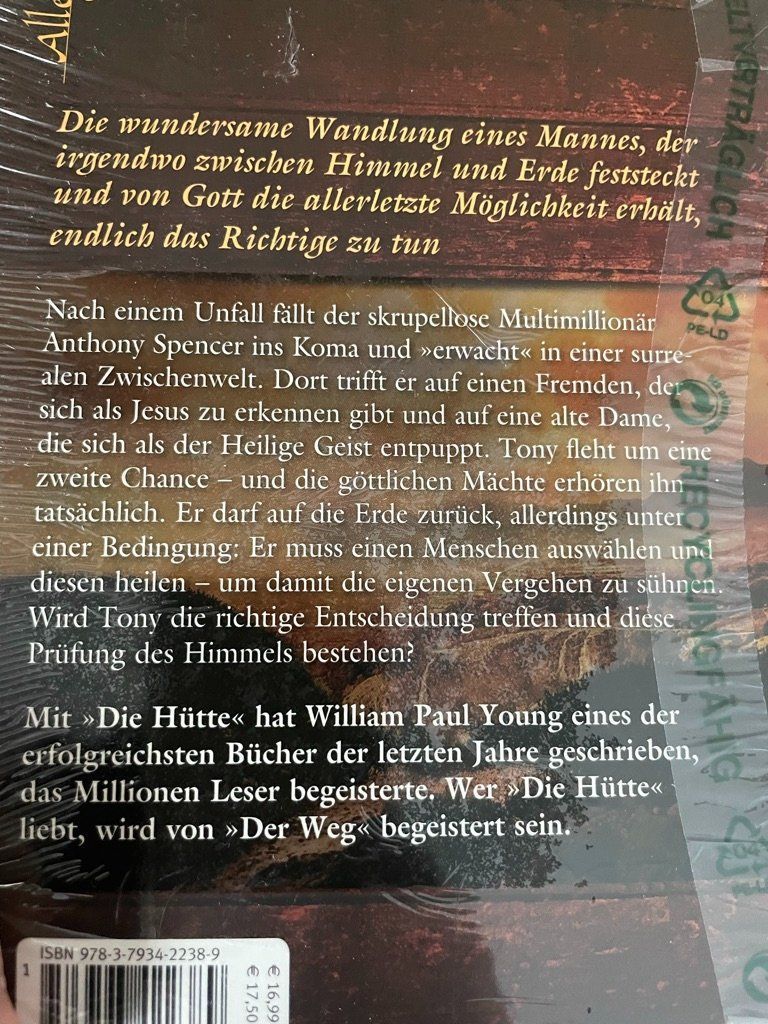 Libri: Der Weg- William Paul Young – Nuovo e nell'imballaggio originale da Wilen b. Wollerau venduto da LastChance22 1
