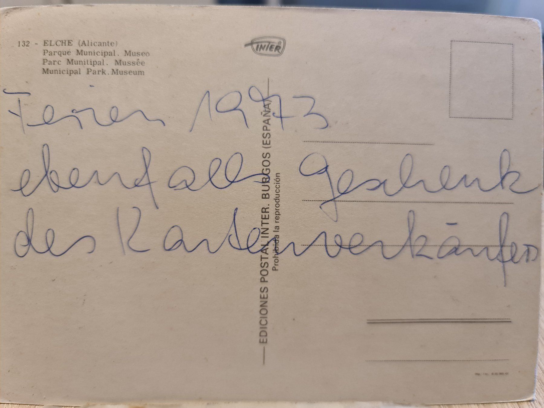 Ansichtskarten: Ansichtskarte Elche Spanien – Gebraucht aus Dintikon von Vexi 1