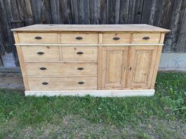Antike restaurierte Ladentheke, Schubladenmöbel