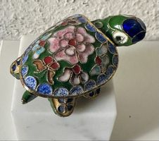 Hübsche Cloisonné Schildkröte Dose, Vintage Schmuckdose✨