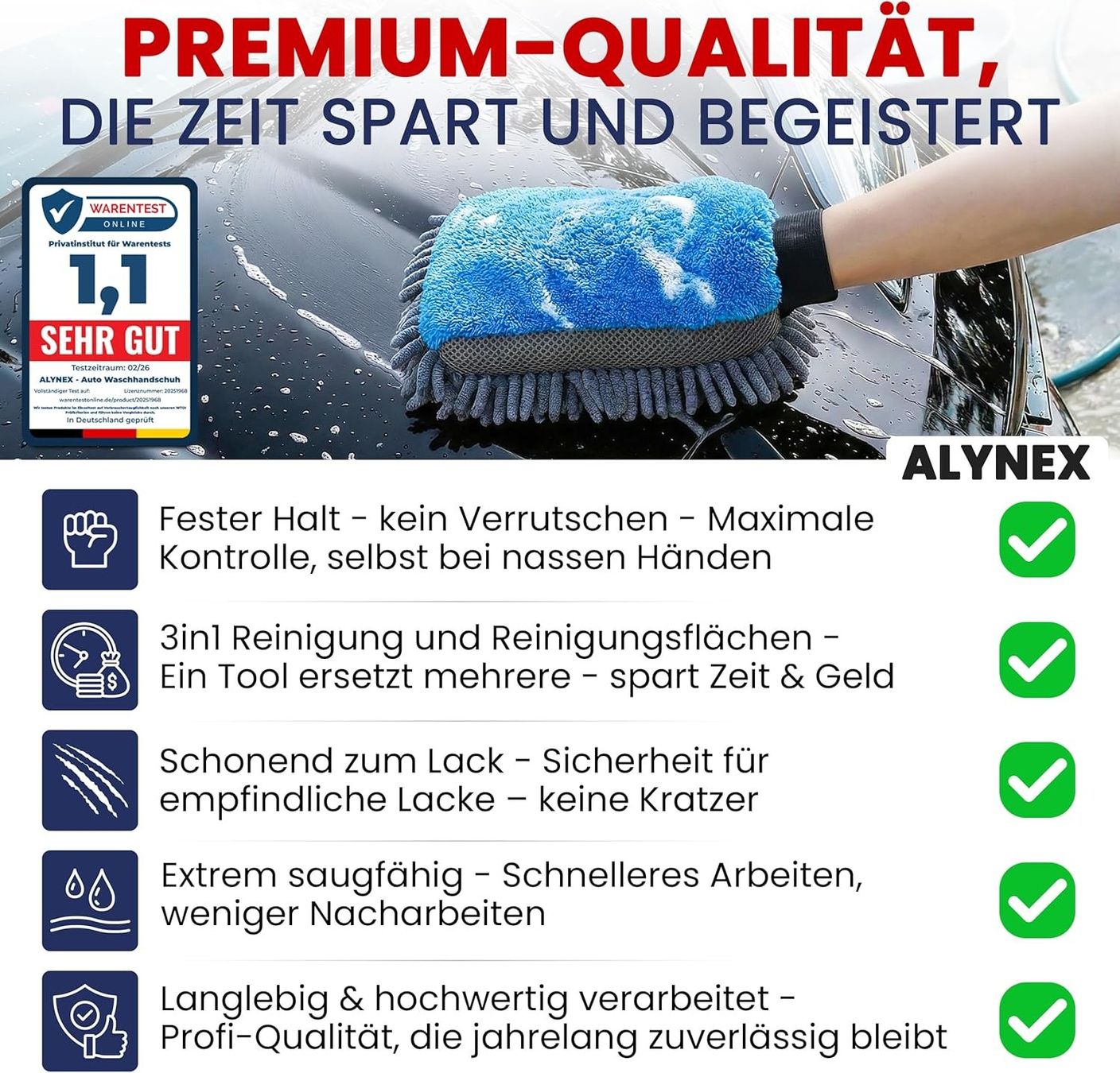 Prodotti per la cura: Auto Waschhandschuh 3in1 Mikrofaser Kratzfrei – Nuovo e nell'imballaggio originale da Suhr venduto da SchnapperCH 6