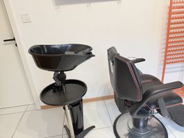 Fauteuil de coiffure avec bac de lavage noir réglable