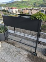 Gartenbox auf Rädern grau Metall gebraucht guter Zustand