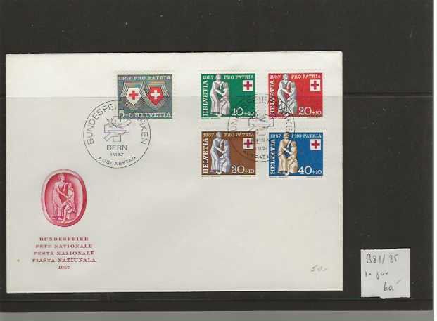 Buste & buste per spedizione: timbre enveloppe FDC Pro Patria 1957 B81-B85 – Usato da Sorvilier venduto da carose01