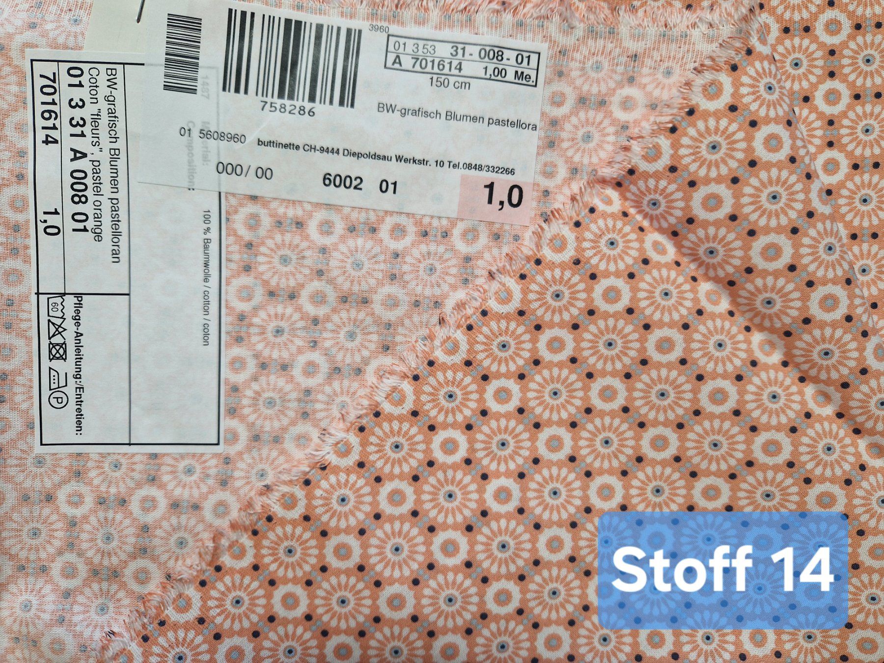 Tessuti: Baumwollstoff Blumen pastell orange – Nuovo (secondo la descrizione) da Gipf-Oberfrick venduto da KreativeWelt