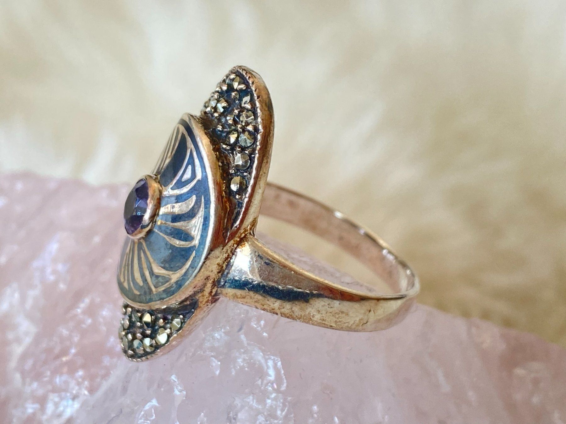 Anelli: Ring Silber 925 mit lila Stein – Usato da Istighofen venduto da Ringparadies 1