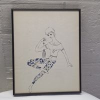 Emil Häfliger Federzeichnung 1970, Vintage Kunst Grafik