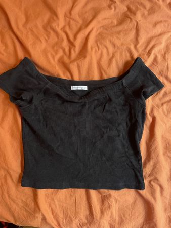 Sexy Zara Top, schulterfrei & bauchfrei, schwarz, Gr. M