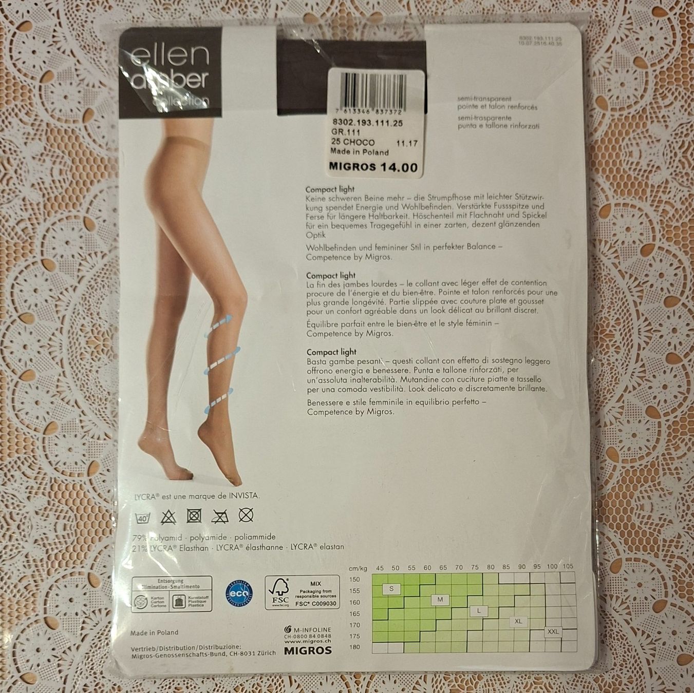 Ellen Amber Calze & Collant: Ellen Amber Compact Light Strumpfhose 40den Gr.S Choco – Nuovo e nell'imballaggio originale da Amriswil venduto da Celini3 1