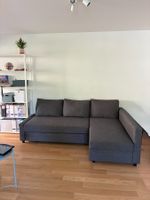 Grey corner sofa-bed, mattress pad