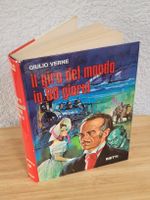 Antikes Buch " In 80 Tagen um die Welt" italienisch 1974
