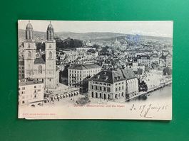 Zürich, Grossmünster und die Alpen