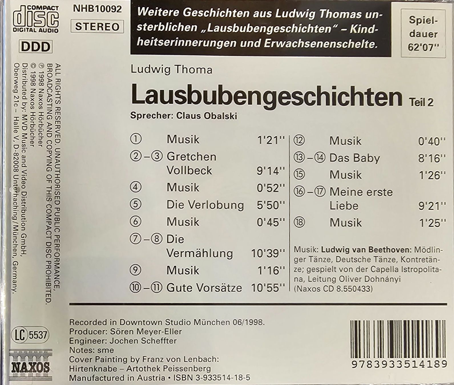Audiolibri: Ludwig Thoma - Lausbubengeschichten Teil 1 + 2 – Usato da Wahlen b. Laufen venduto da Cg10 3