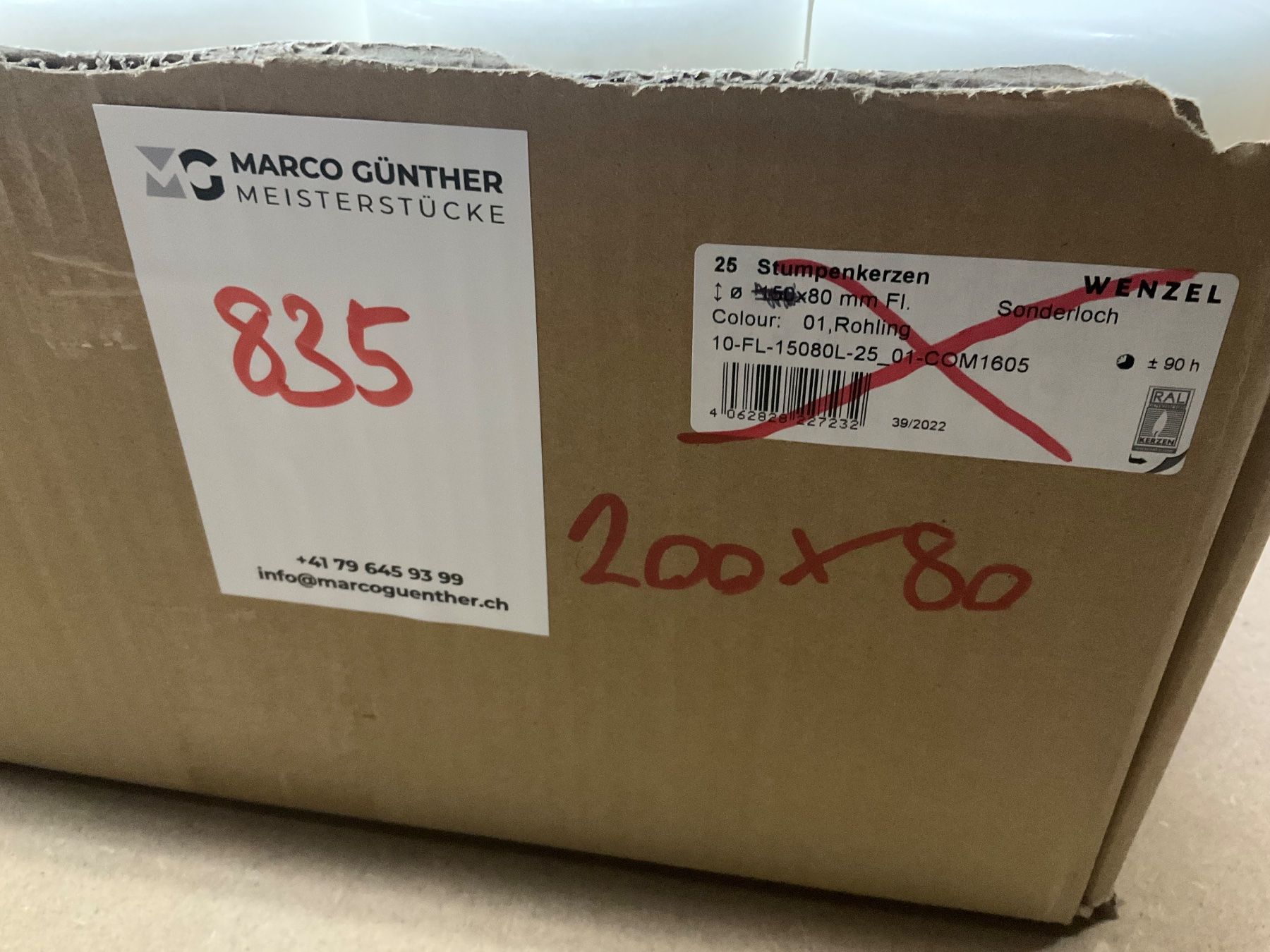 Kerzen: 835 Posten Kerzen Rohlinge aus Liquidation – Neu (gemäss Beschreibung) aus Derendingen von Meisterstuecke 1