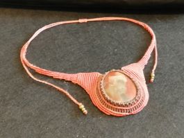 handgemachte Makramee Kette / Collier mit Heliotrop