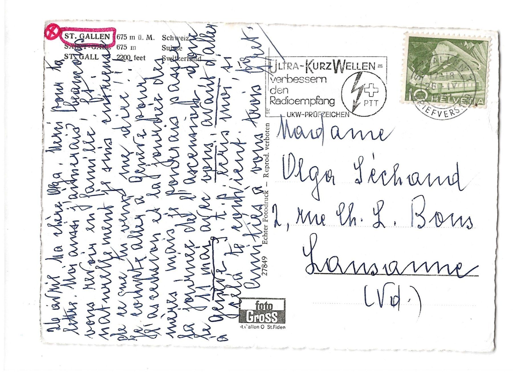 Cartoline postali: AK 1964 St. Gallen – Usato da Greifensee venduto da 315WDO 1