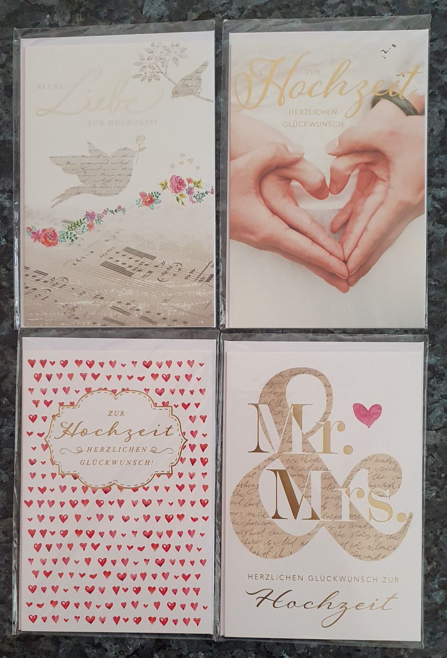 Cartoline: Vier Hochzeit - Glückwunschkarten – Nuovo e nell'imballaggio originale da Niederhasli venduto da Maluja