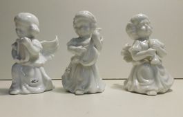 Weihnachtsdekoration 3 Porzellan Engel   12 hoch  8 cm dm