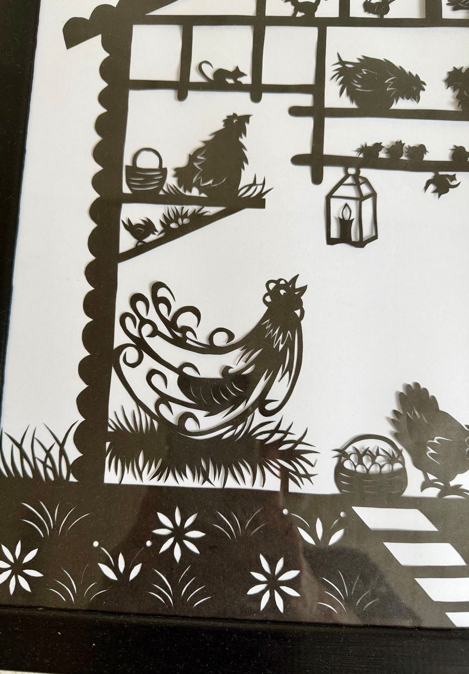 Grafica & Litografie: Scherenschnitt "Im Hühnerstall", 43,5 x 43,5 cm – Usato da Oftringen venduto da Wiggiwave 1