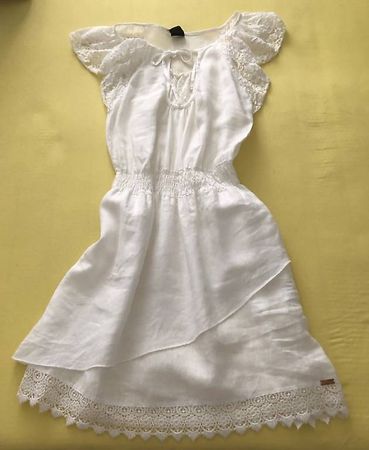 Weisses 100 % Leinen Sommerkleid neuwertig