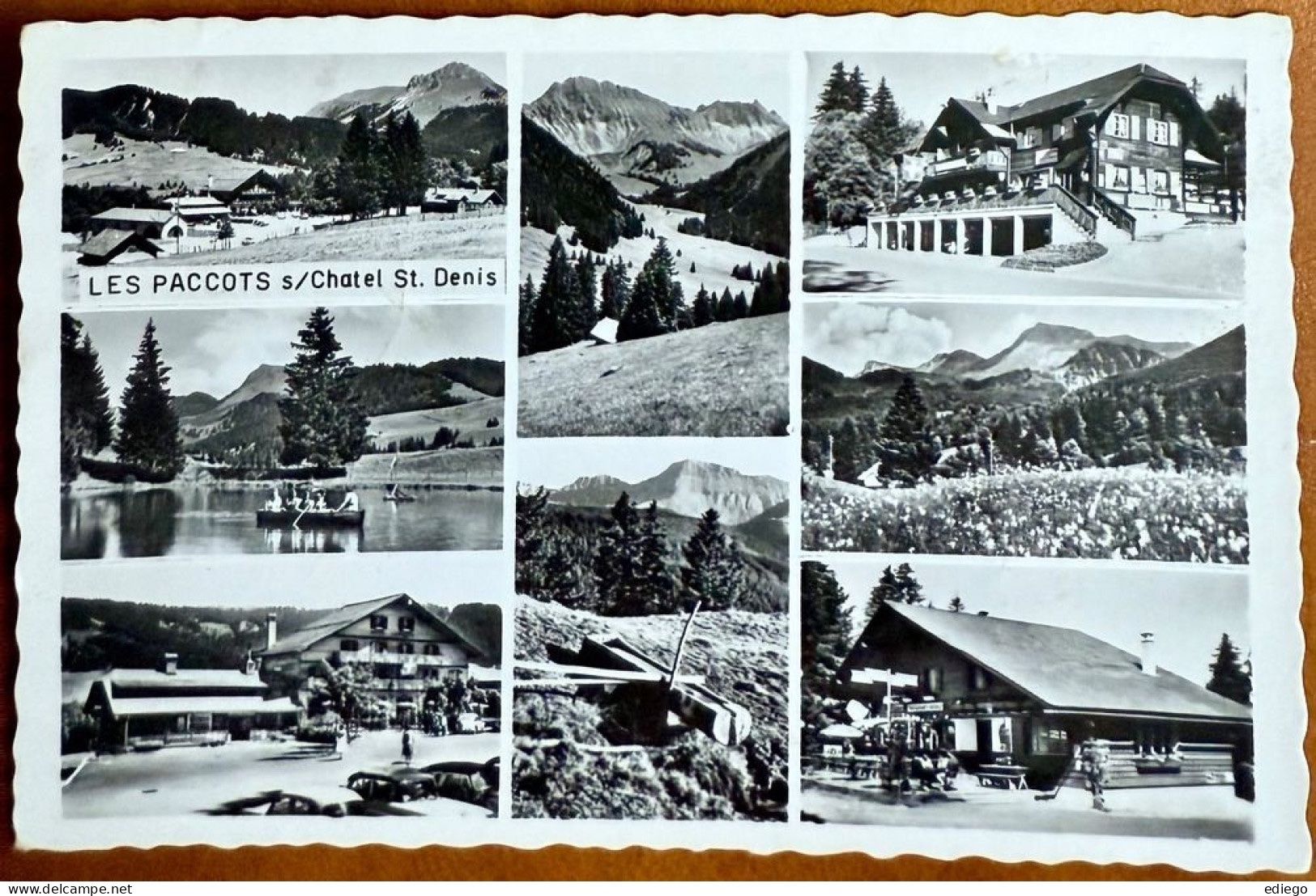 Cartoline postali: Châtel St. Denis - Les Paccots - multi-vues en hivers 1964 – Usato da Lutry venduto da Ediego