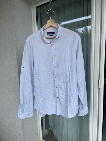 Zara Light Blue Striped Casual Shirt, Size L - Great Find!