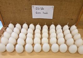 50 Eierkerzen weiss 6 cm hoch Dekoration neuwertig