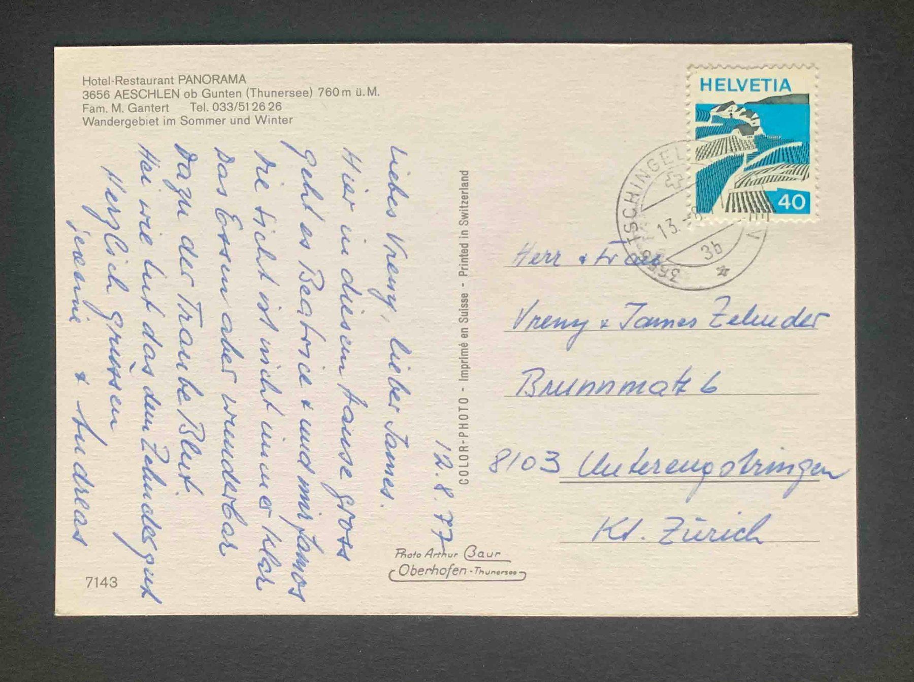 Cartoline postali: AK AESCHLEN ob Gunten Hotel Rest Panorama – Usato da Goldau venduto da artelier1 1