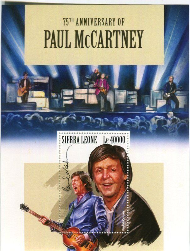 Alle Briefmarken: Block "The Beatles. Paul McCartney". Sierra Leone – Neu und originalverpackt aus Basel von Butsch5