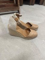 Women's espadrille wedge sandals tan leather size 38 used